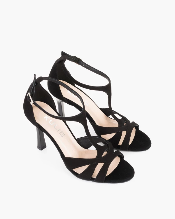 Czarne sandały damskie zamszowe na szpilce 5