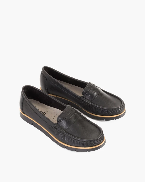 Czarne mokasyny damskie ze skóry naturalnej 5