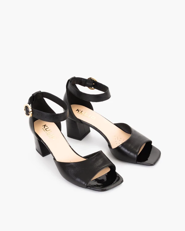 Czarne sandały damskie nubukowe na klocku 5