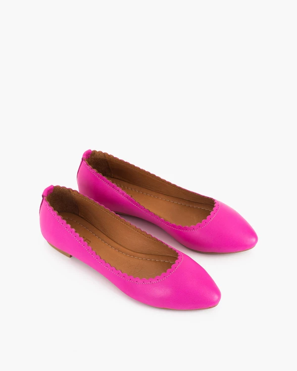 Fuksjowe baleriny z naturalnej skóry licowej 5