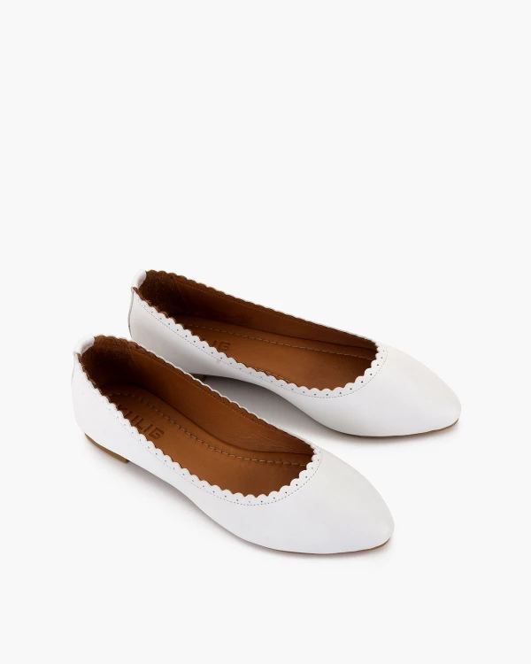 Białe baleriny damskie ze skóry naturalnej 5