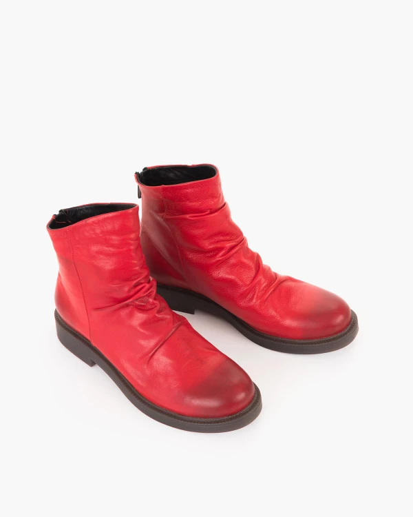 Czerwone botki damskie ze skóry licowej 5