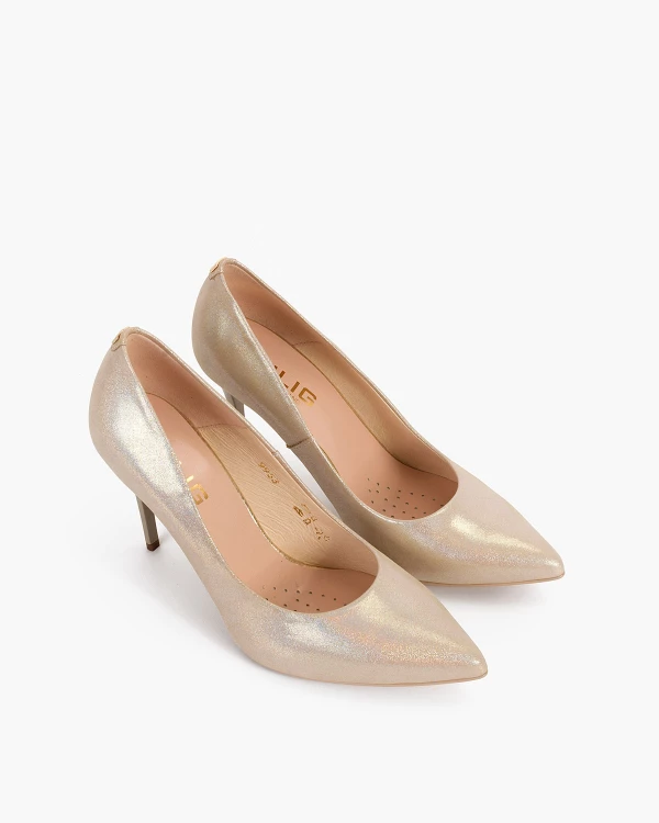 Złote czółenka nubukowe na szpilce 6