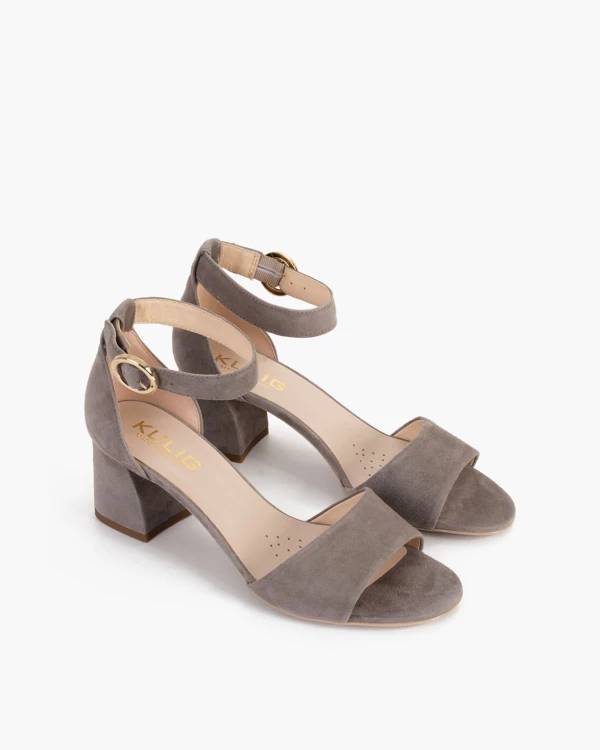 Szare sandały damskie zamszowe na klocku 5