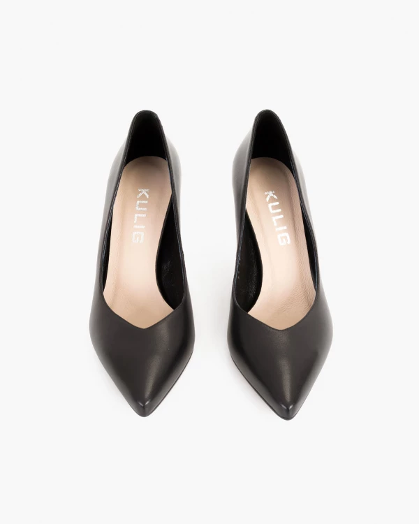 Czarne czółenka skórzane na szpilce 5