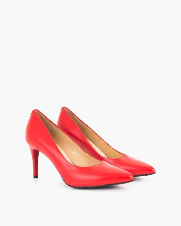 Czerwone czółenka skórzane na szpilce 3