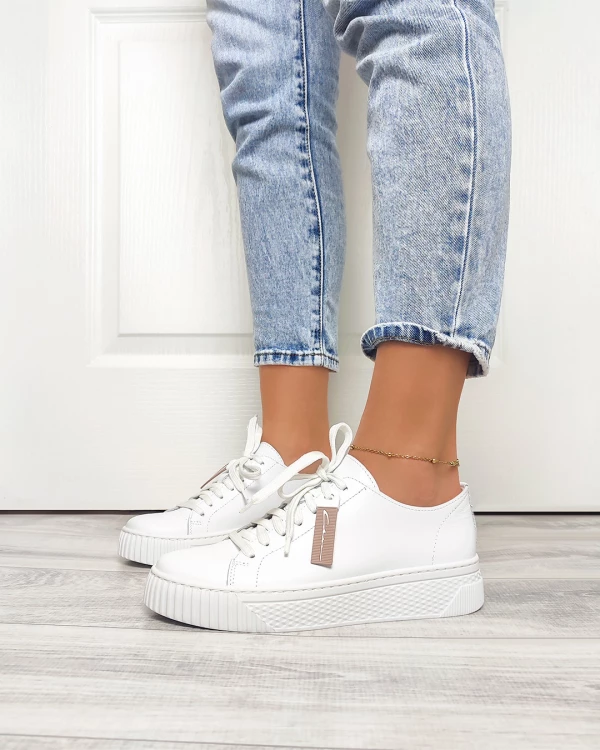 Białe trampki damskie skórzane