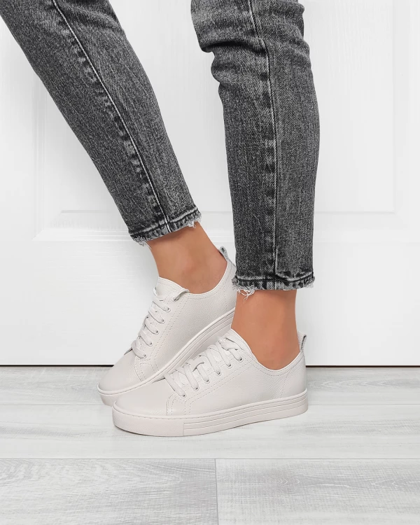 Białe trampki damskie ze skóry naturalnej