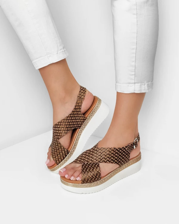 Brązowe sandały damskie skórzane