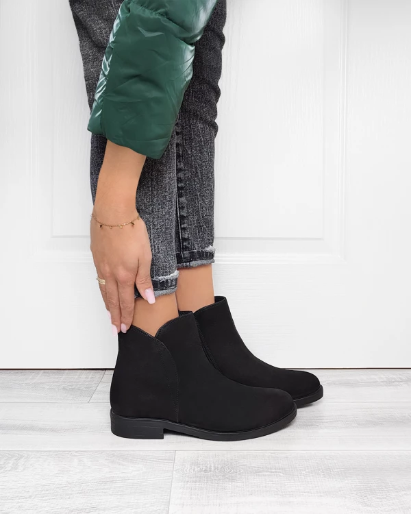 Czarne botki nubukowe