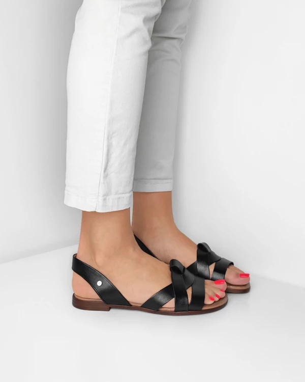 Czarne sandały damskie skórzane