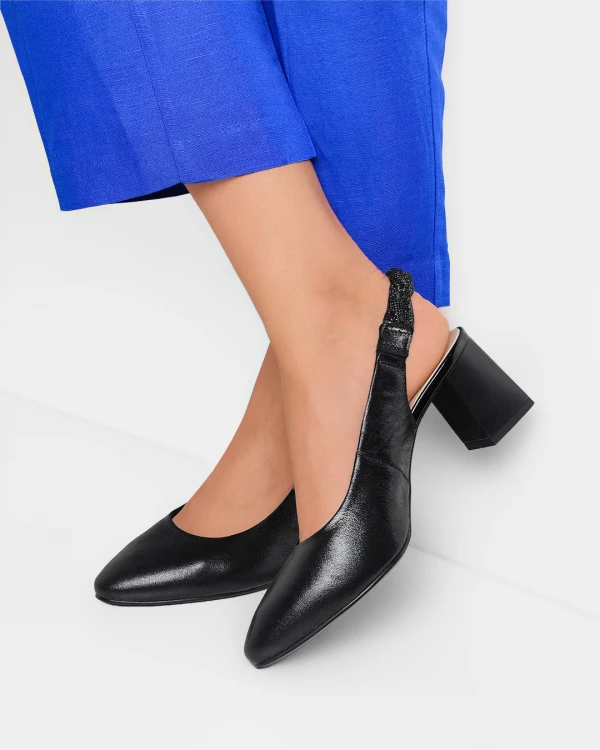 Czarne sandały damskie skórzane na klocku