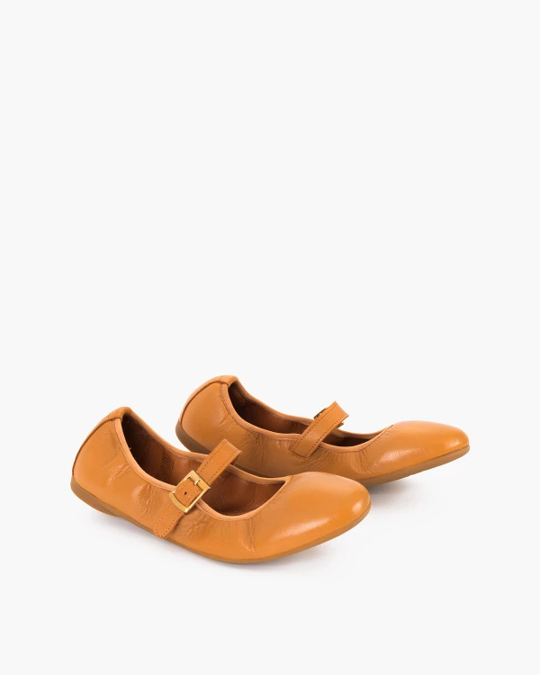 Rude baleriny damskie ze skóry licowej z klamrą 3