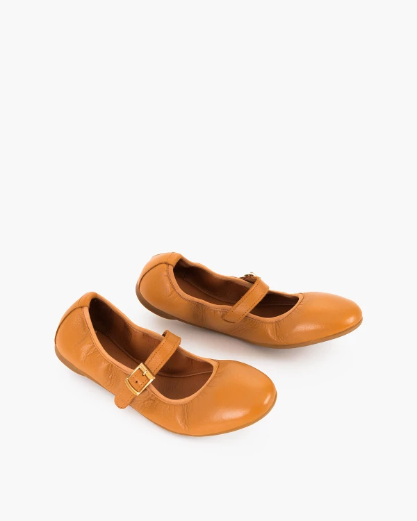 Rude baleriny damskie ze skóry licowej z klamrą 2