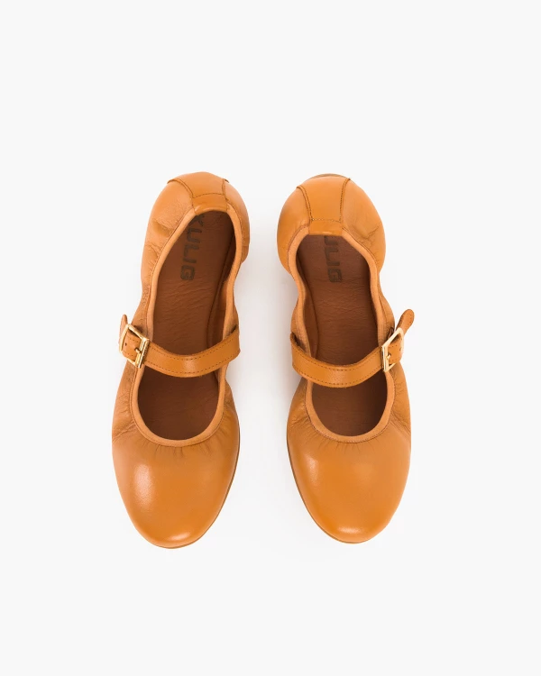 Rude baleriny damskie ze skóry licowej z klamrą 4