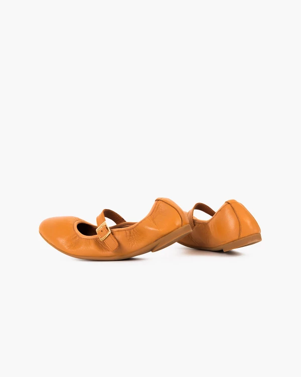 Rude baleriny damskie ze skóry licowej z klamrą 5