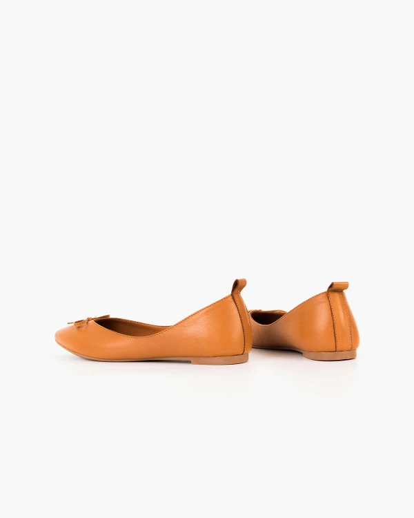 Rude baleriny damskie ze skóry licowej z kokardką 4