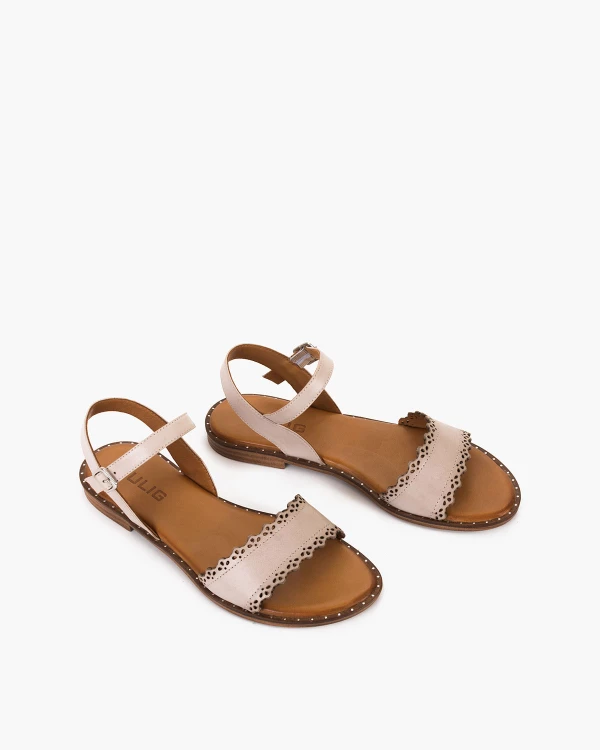 Szare sandały damskie ze skóry licowej