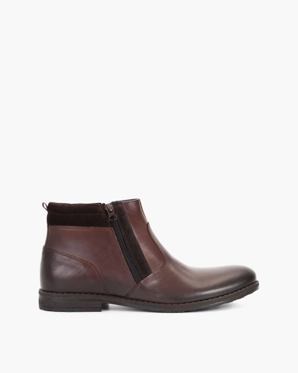 Brązowe kozaki męskie skórzane 015 4