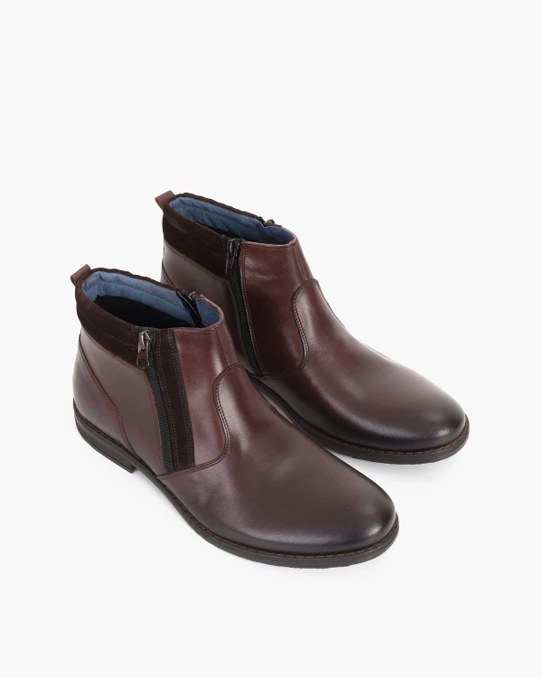 Brązowe kozaki męskie skórzane 015 2