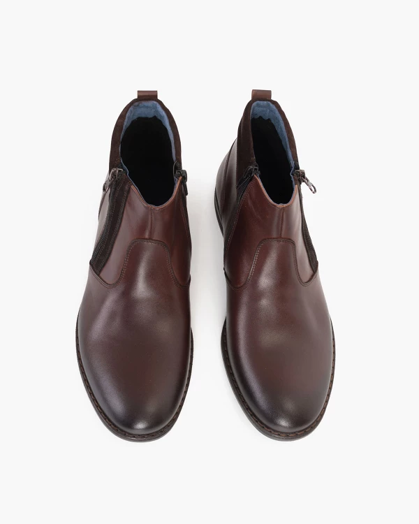 Brązowe kozaki męskie skórzane 015 5