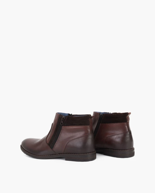 Brązowe kozaki męskie skórzane 015 3