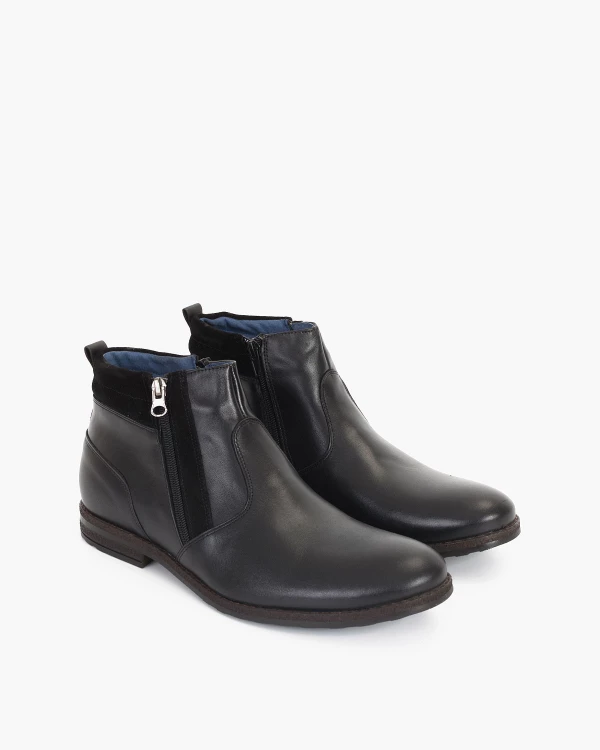 Czarne kozaki męskie skórzane 015