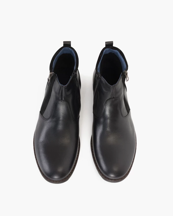 Czarne kozaki męskie skórzane 015 3