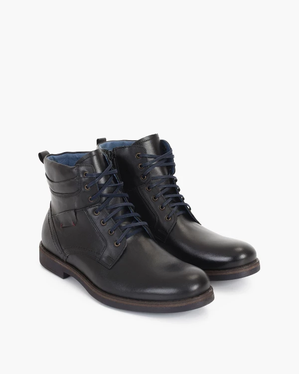 Czarne trzewiki męskie skórzane 015