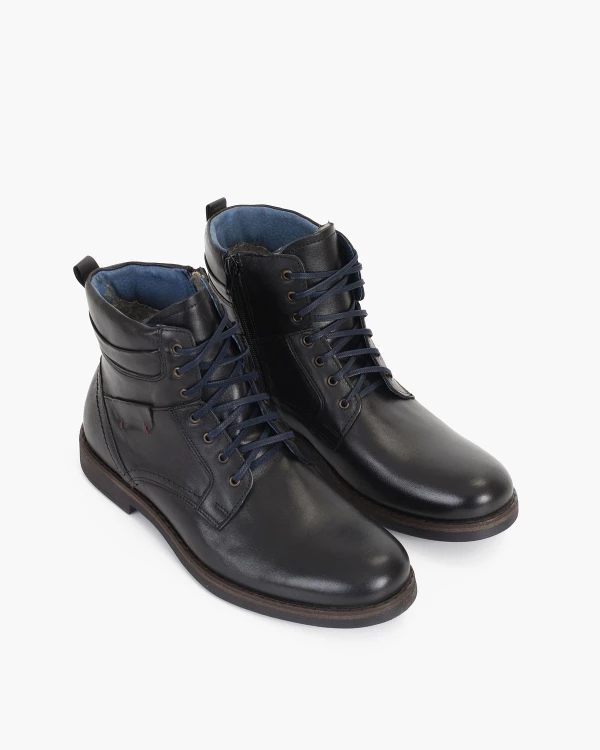 Czarne trzewiki męskie skórzane 015 2