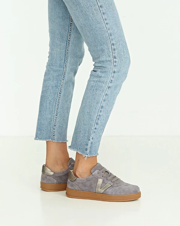 Szare adidasy damskie z naturalnej skóry zamszowej