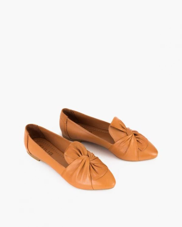 Rude baleriny damskie ze skóry licowej z kokardą 5