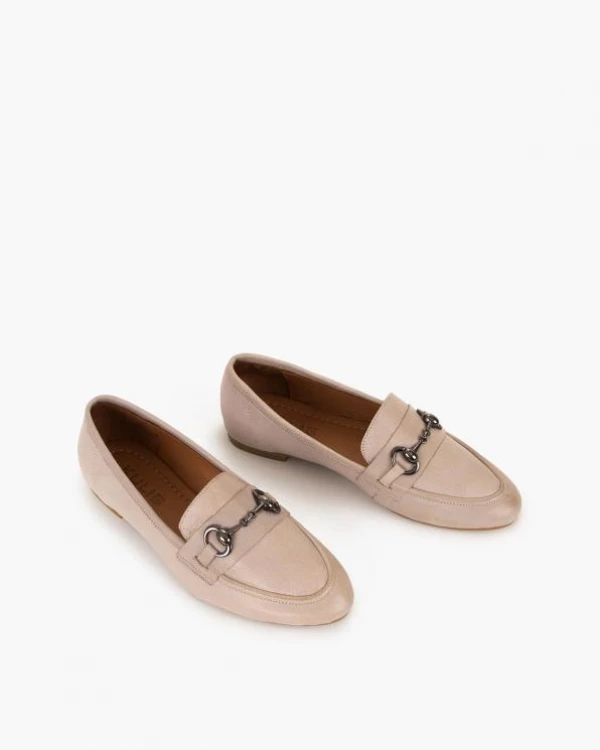 Szare mokasyny damskie ze skóry licowej na niskim obcasie 5